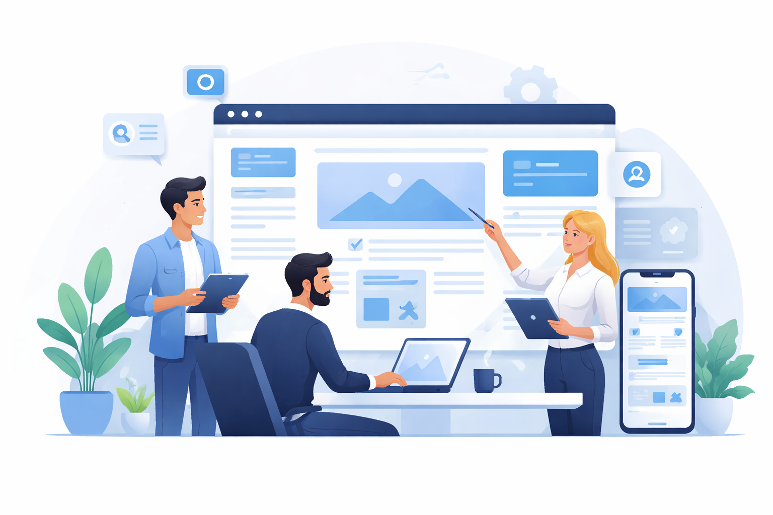 Website consulting and development workflow illustration